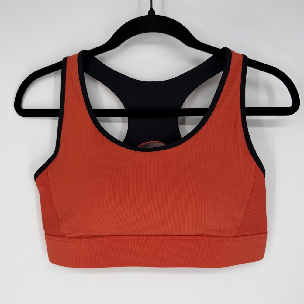 ZYIA ACTIVE BURNT ORANGE RIBBED PREMIUM ADJUSTABLE BRA LARGE ATHLETIC WEAR